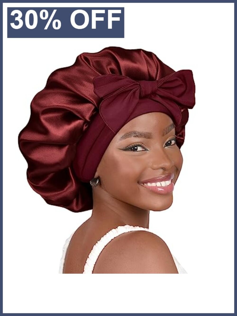 Adjustable Silk Feeling Satin Bonnet Double Layer Sleep Cap for Curly Hair